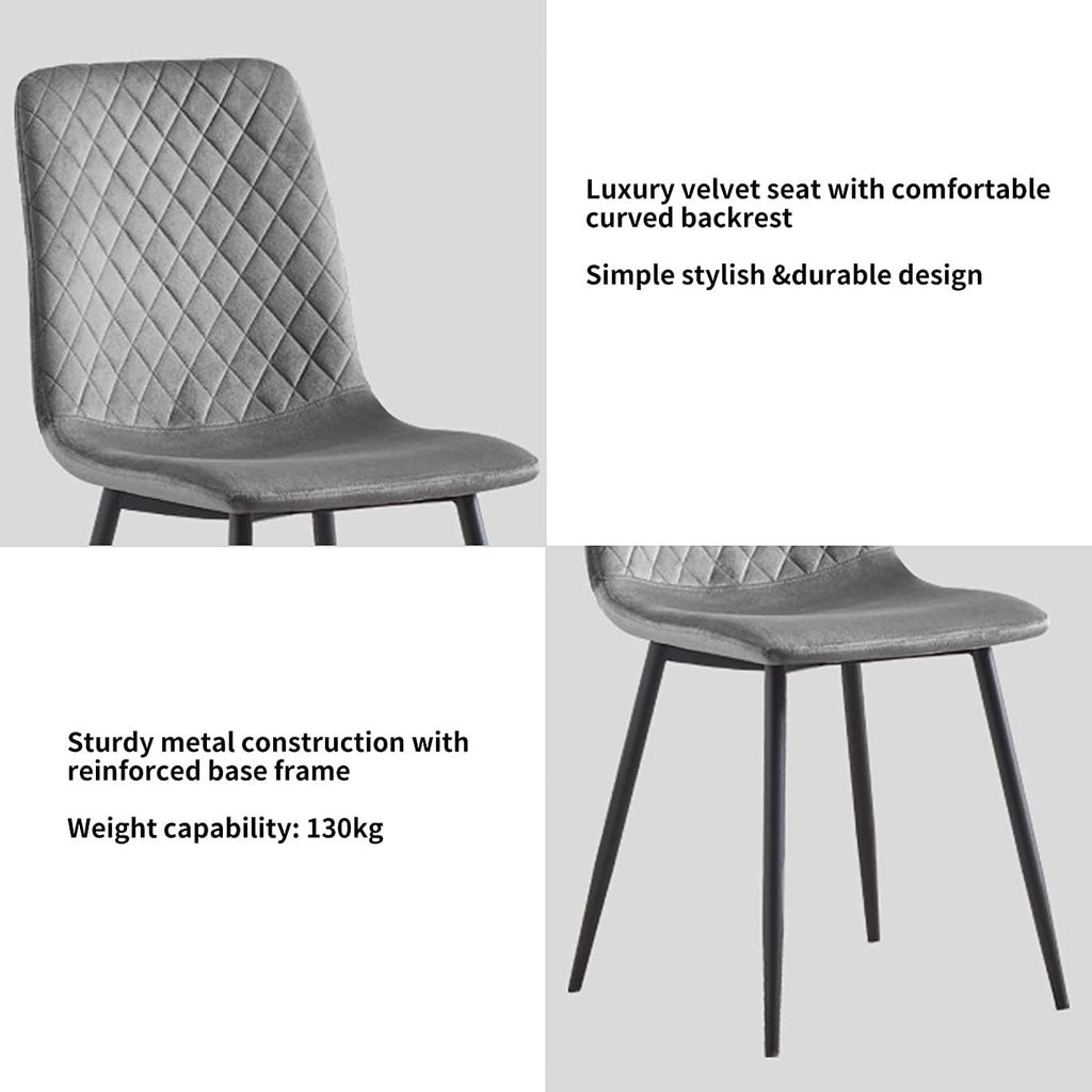 Dining Chair with 150kg, Metal, Velvet Chairs of Matt Black Metal - product gallery image 5