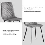Dining Chair with 150kg, Metal, Velvet Chairs of Matt Black Metal - product gallery image 5