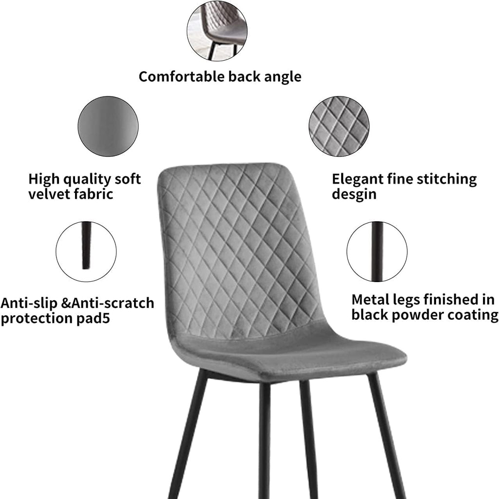 Dining Chair with 150kg, Metal, Velvet Chairs of Matt Black Metal - product gallery image 6