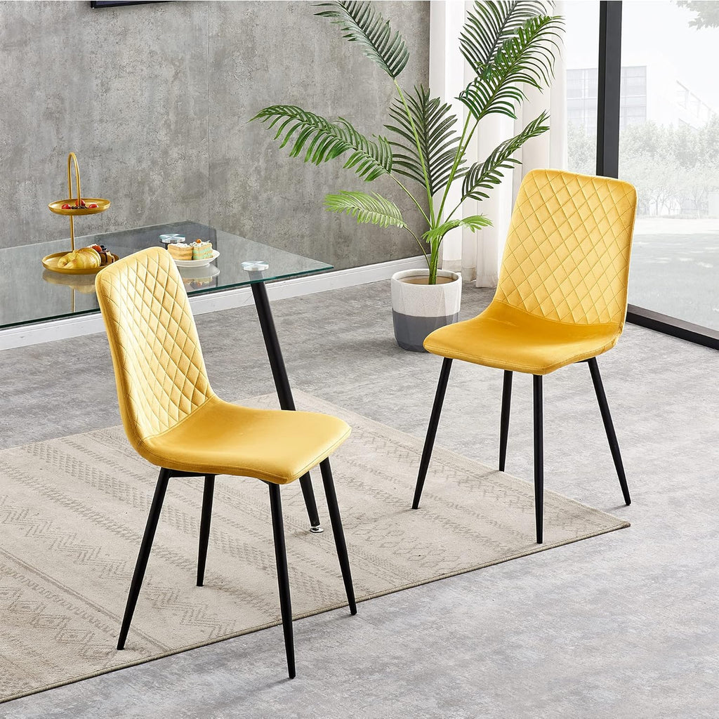 Dining Chair with 150kg, Metal, Velvet Chairs of Matt Black Metal - product gallery image 8