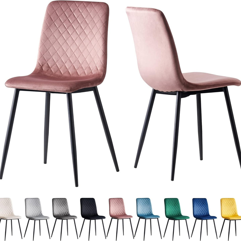 Dining Chair with 150kg, Metal, Velvet Chairs of Matt Black Metal - product gallery image 9