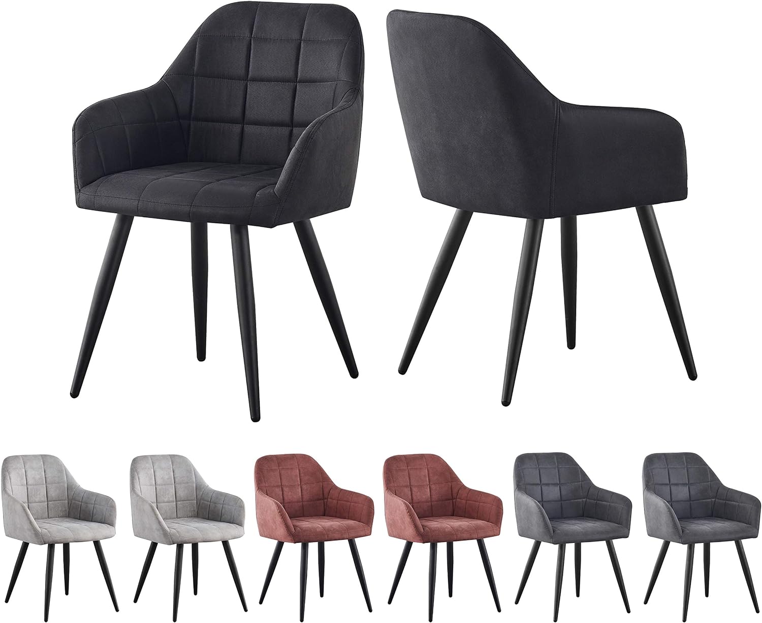 Dining Chair with 2 Chair, Adrian High-Back Faux-Suede Chairs - product gallery image 11