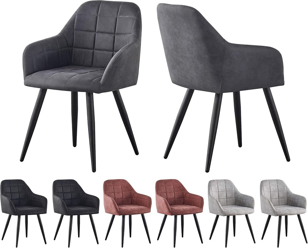 Dining Chair with 2 Chair, Adrian High-Back Faux-Suede Chairs - product gallery image 12