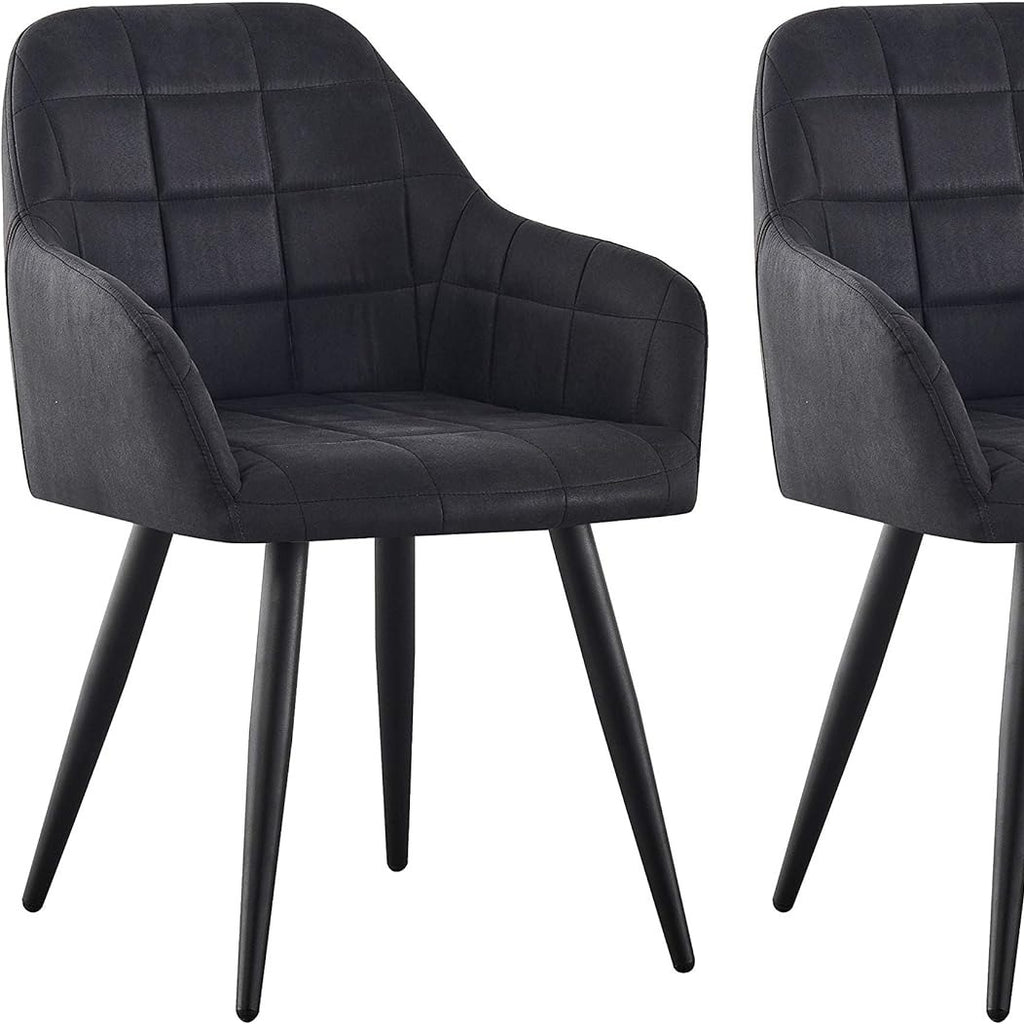 Dining Chair with 2 Chair, Adrian High-Back Faux-Suede Chairs - product gallery image 2