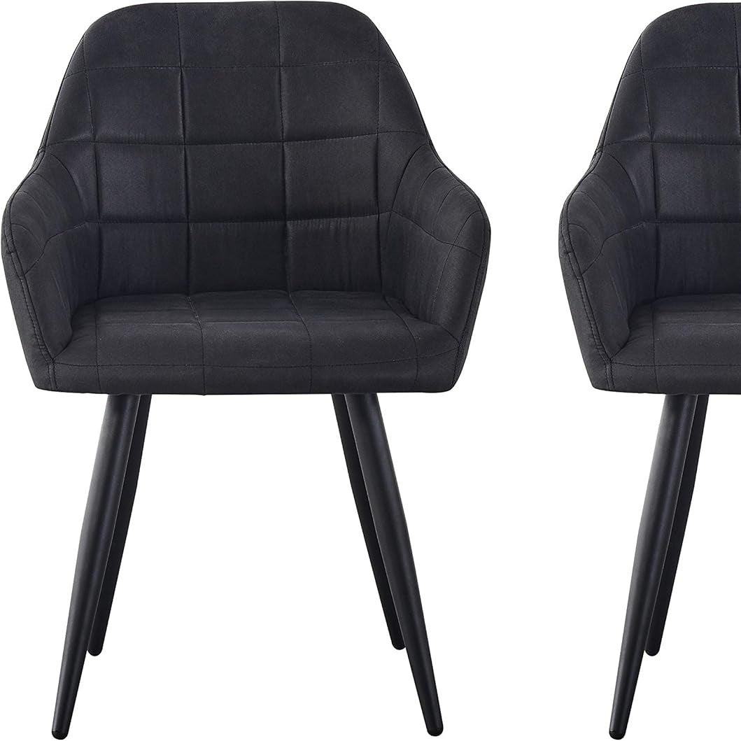 Dining Chair with 2 Chair, Adrian High-Back Faux-Suede Chairs - product gallery image 3