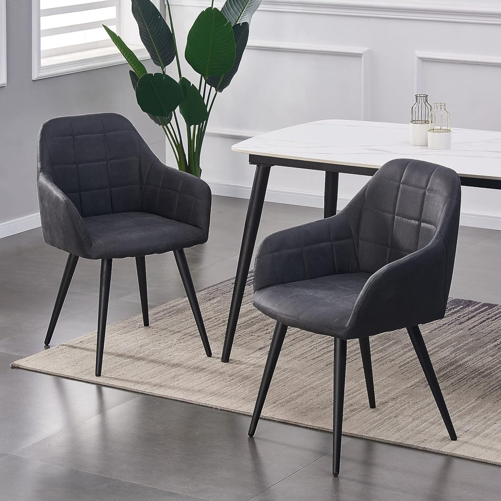 Dining Chair with 2 Chair, Adrian High-Back Faux-Suede Chairs - product gallery image 4