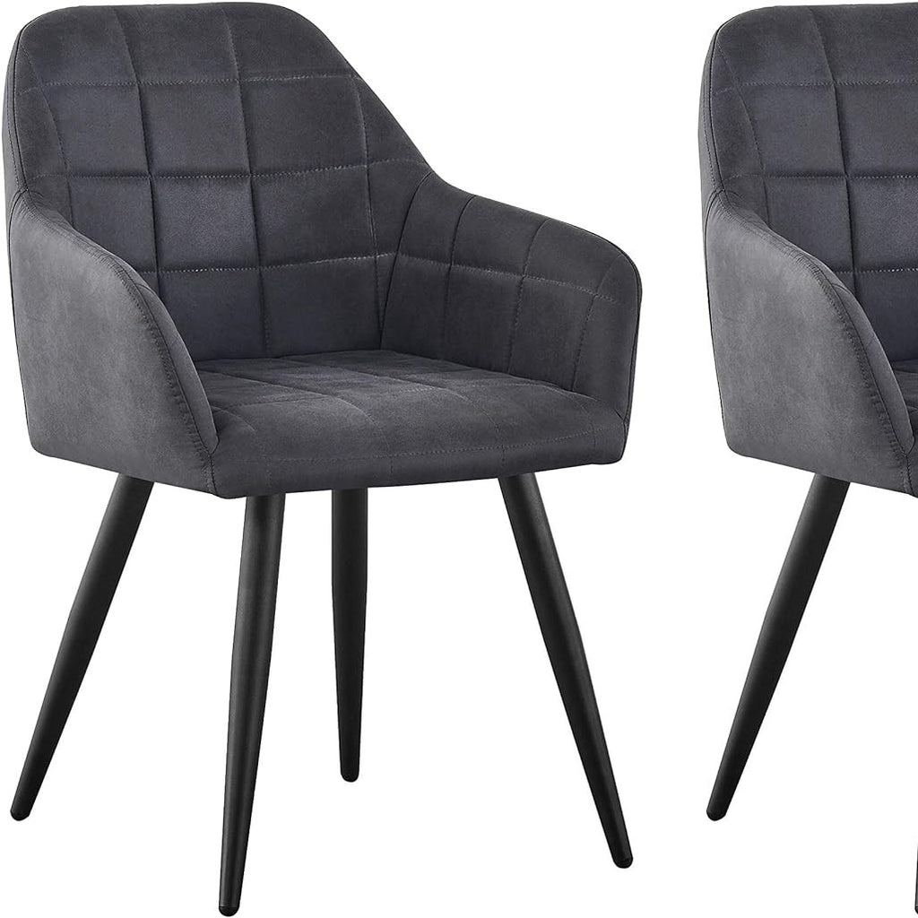 Dining Chair with 2 Chair, Adrian High-Back Faux-Suede Chairs - product gallery image 6