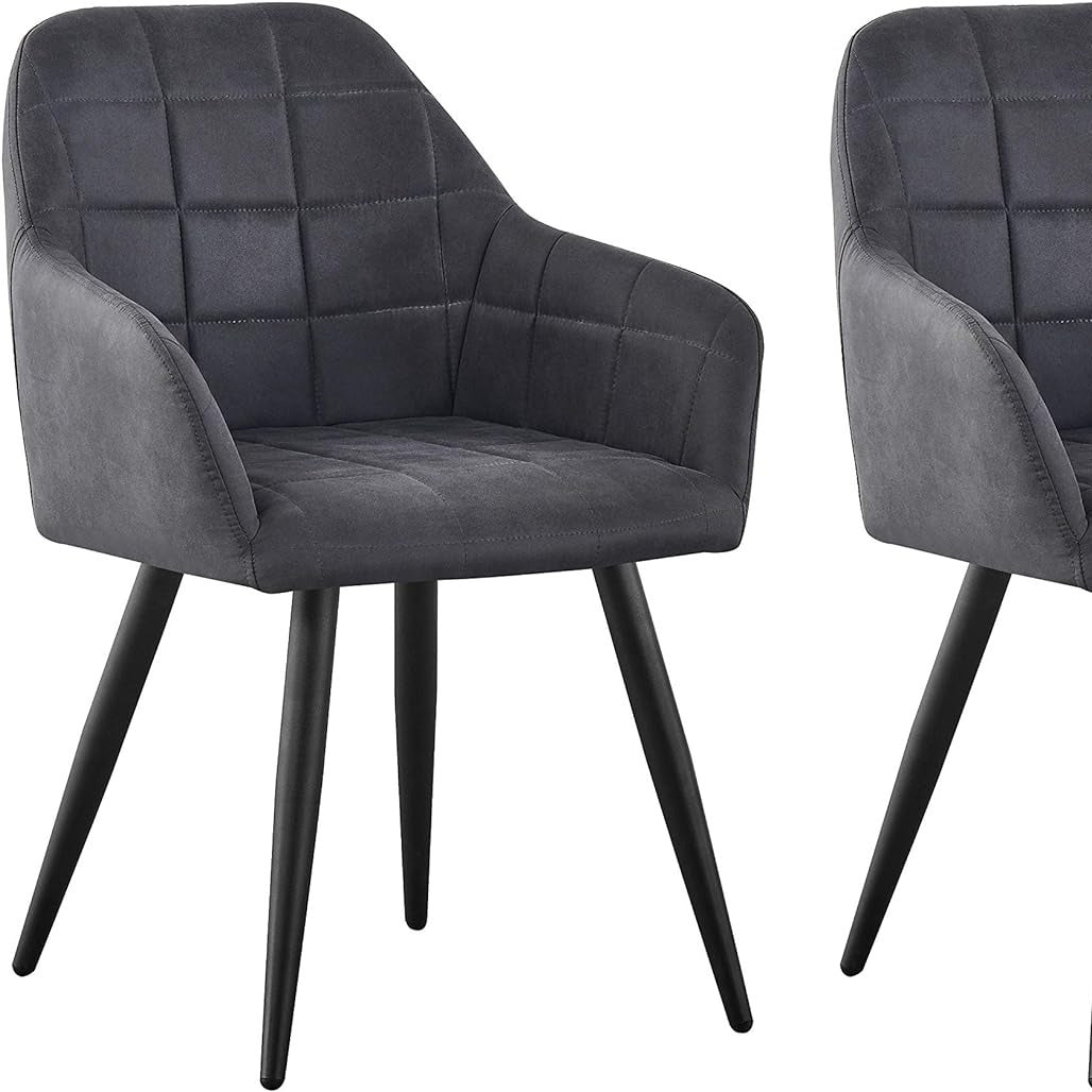 Dining Chair with 2 Chair, Adrian High-Back Faux-Suede Chairs - product gallery image 6