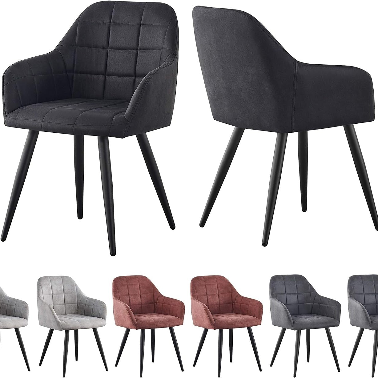 Dining Chair with 2 Chair, Adrian High-Back Faux-Suede Chairs