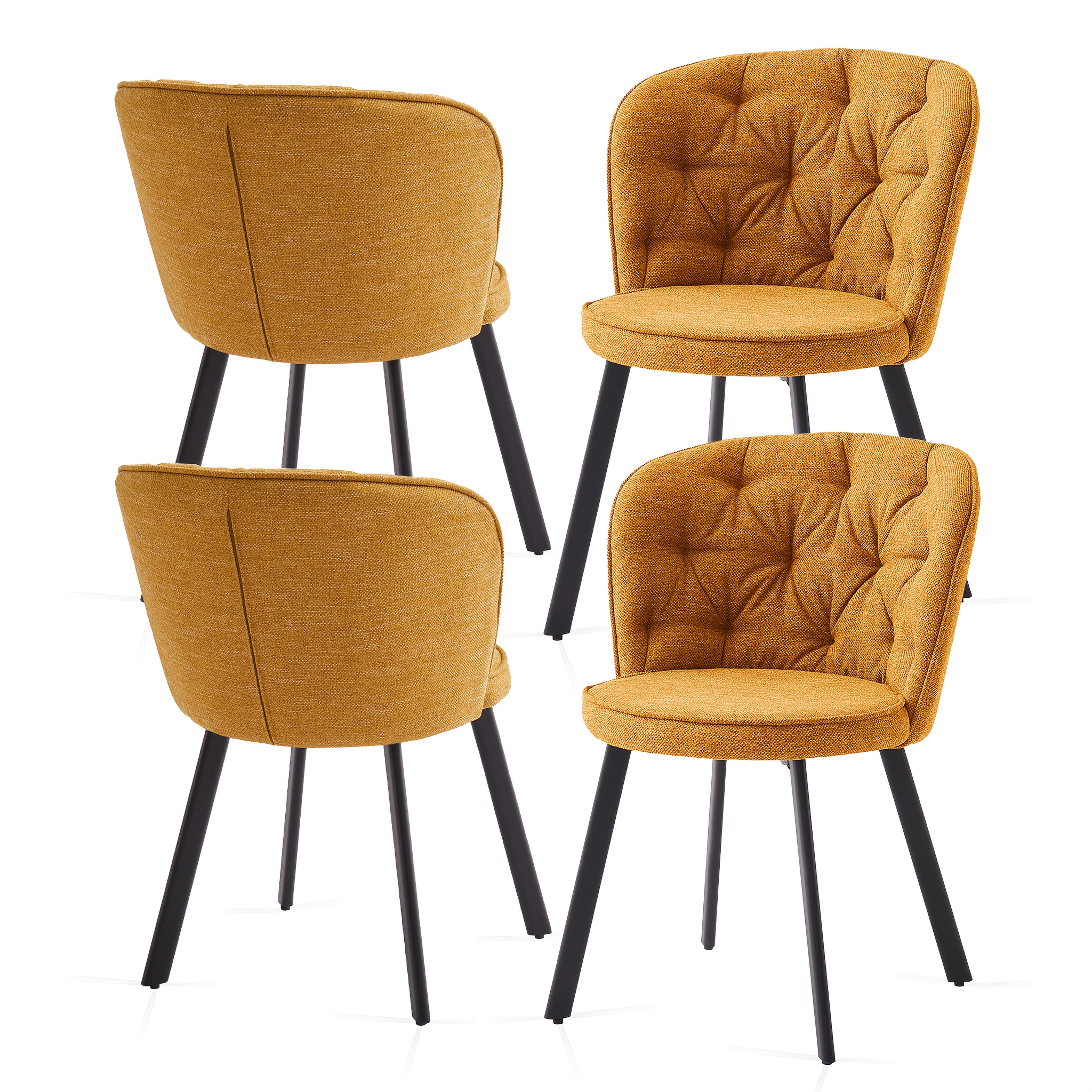 Dining Chair with 4 Chairs, Upholstered Chairs Sets of or - Yellow, Set Of 4 option