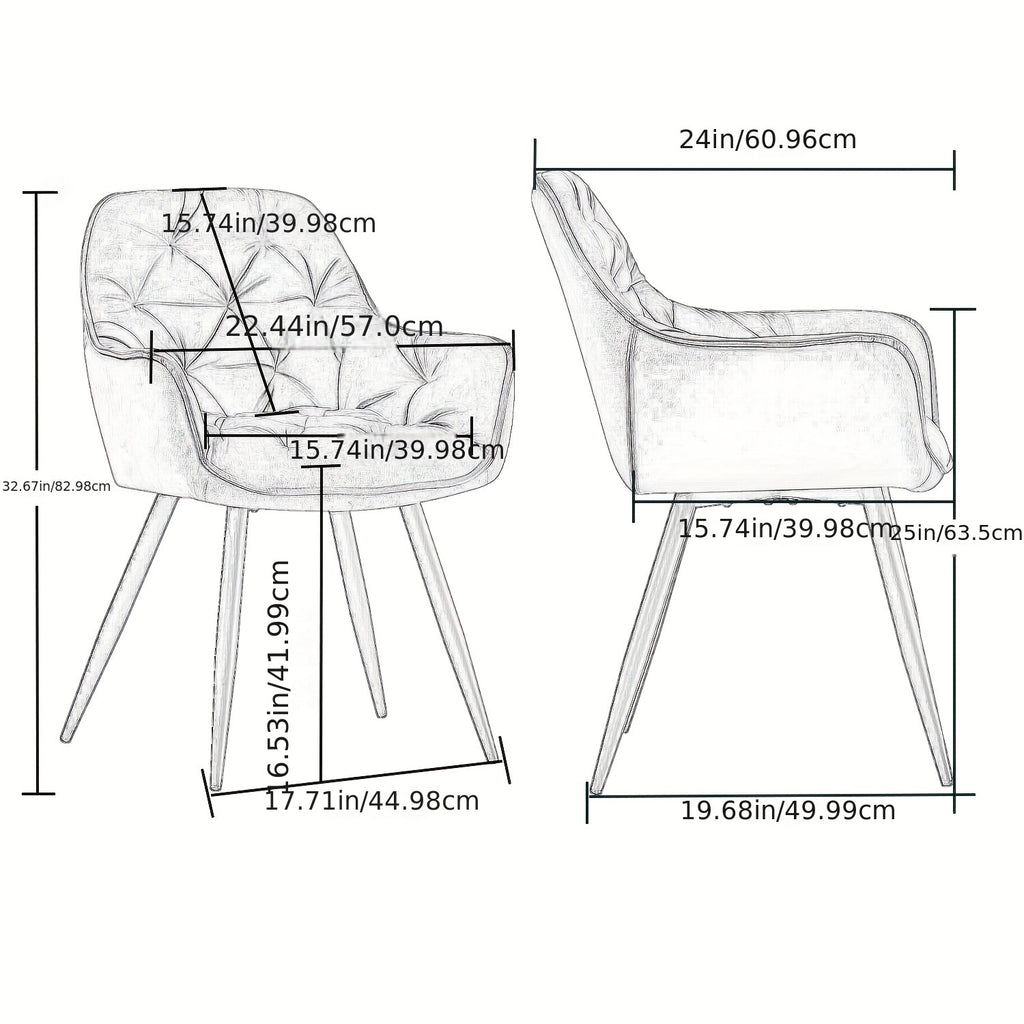 Dining Chair with 83cm, Velvet, 1pc, 2pcs, Velvet Chairs Armrests Upholstered - product gallery image 2