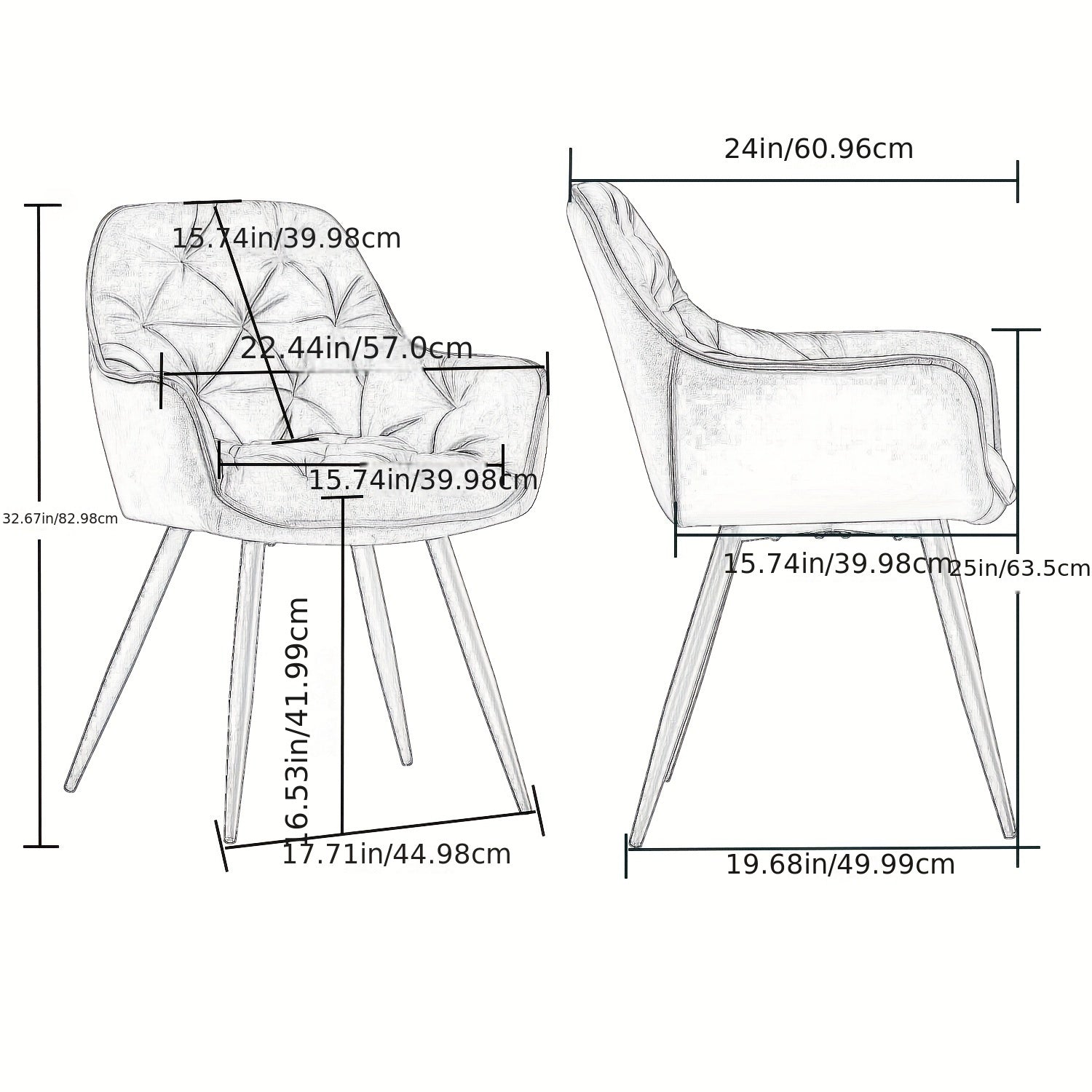 Dining Chair with 83cm, Velvet, 1pc, 2pcs, Velvet Chairs Armrests Upholstered - product gallery image 2