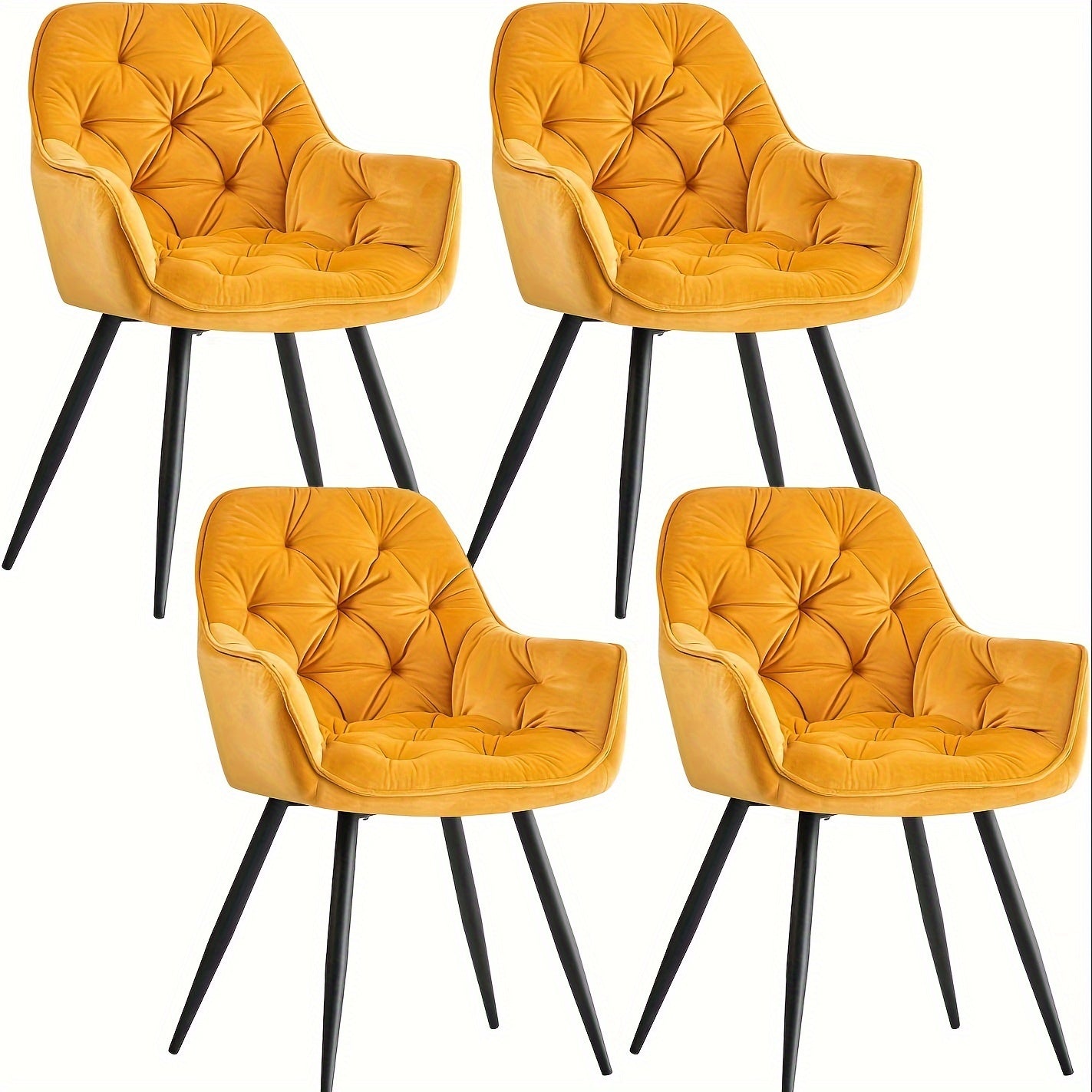 Dining Chair with 83cm, Velvet, 1pc, 2pcs, Velvet Chairs Armrests Upholstered - Yellow, 4pcs option