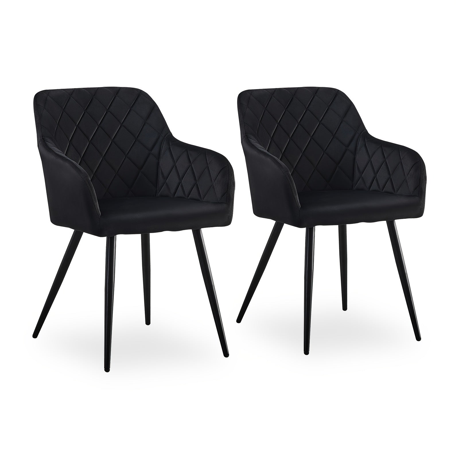 Dining Chair with Easy Assembly, Metal, Velvet Chairs of or Upholstered Accent - Black, 2pcs/set option