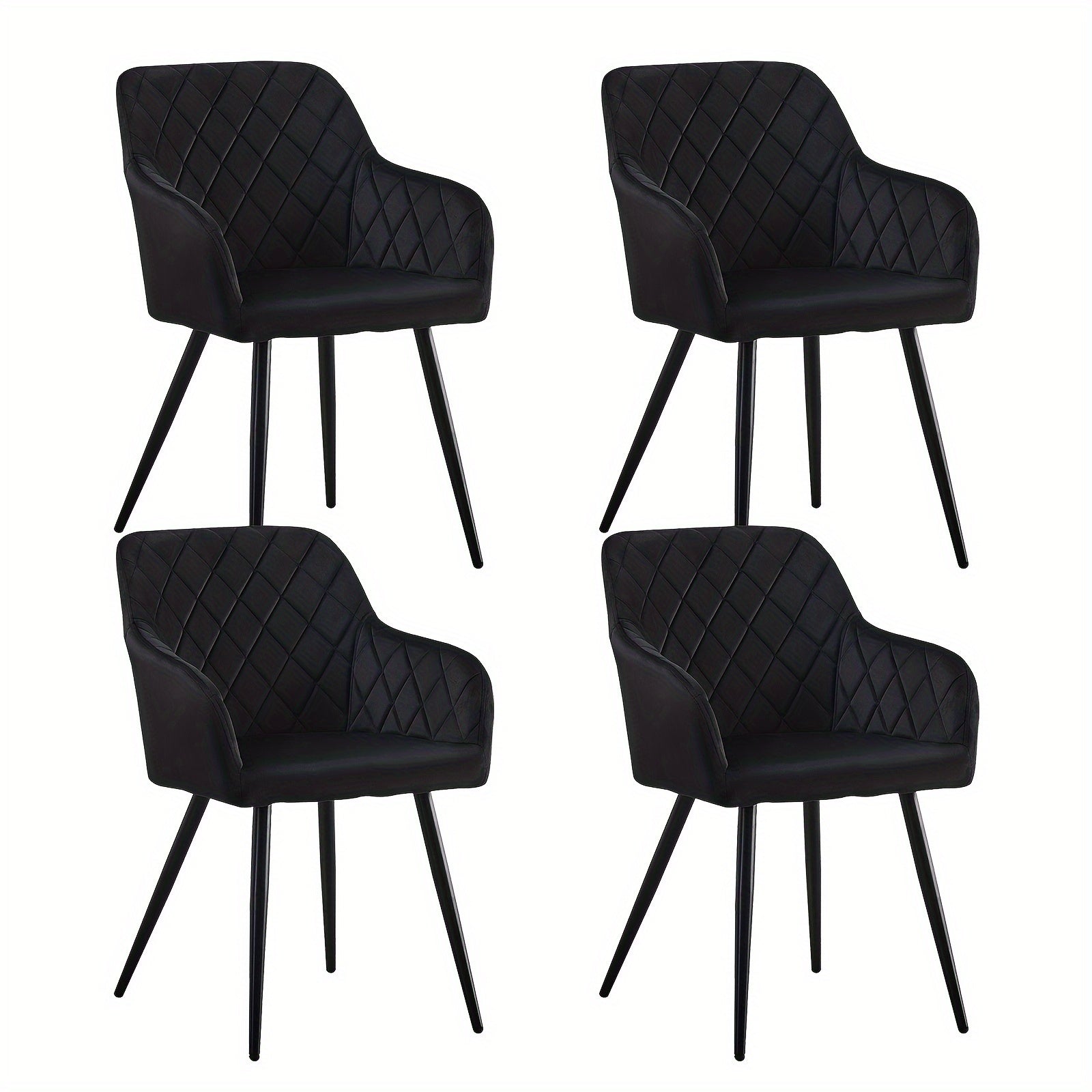 Dining Chair with Easy Assembly, Metal, Velvet Chairs of or Upholstered Accent - Black, Set Of 4 option