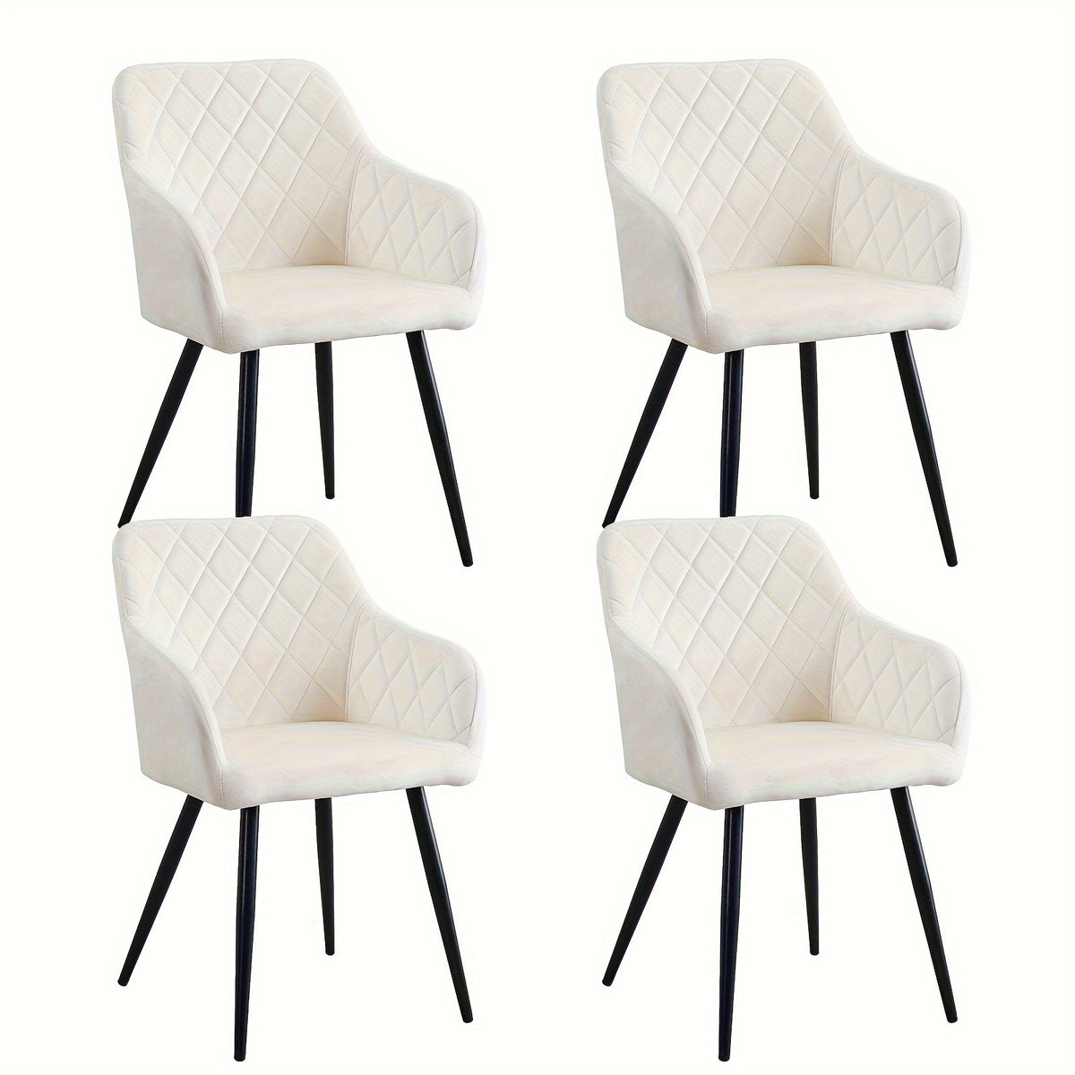 Dining Chair with Easy Assembly, Metal, Velvet Chairs of or Upholstered Accent - Cream, Set Of 4 option