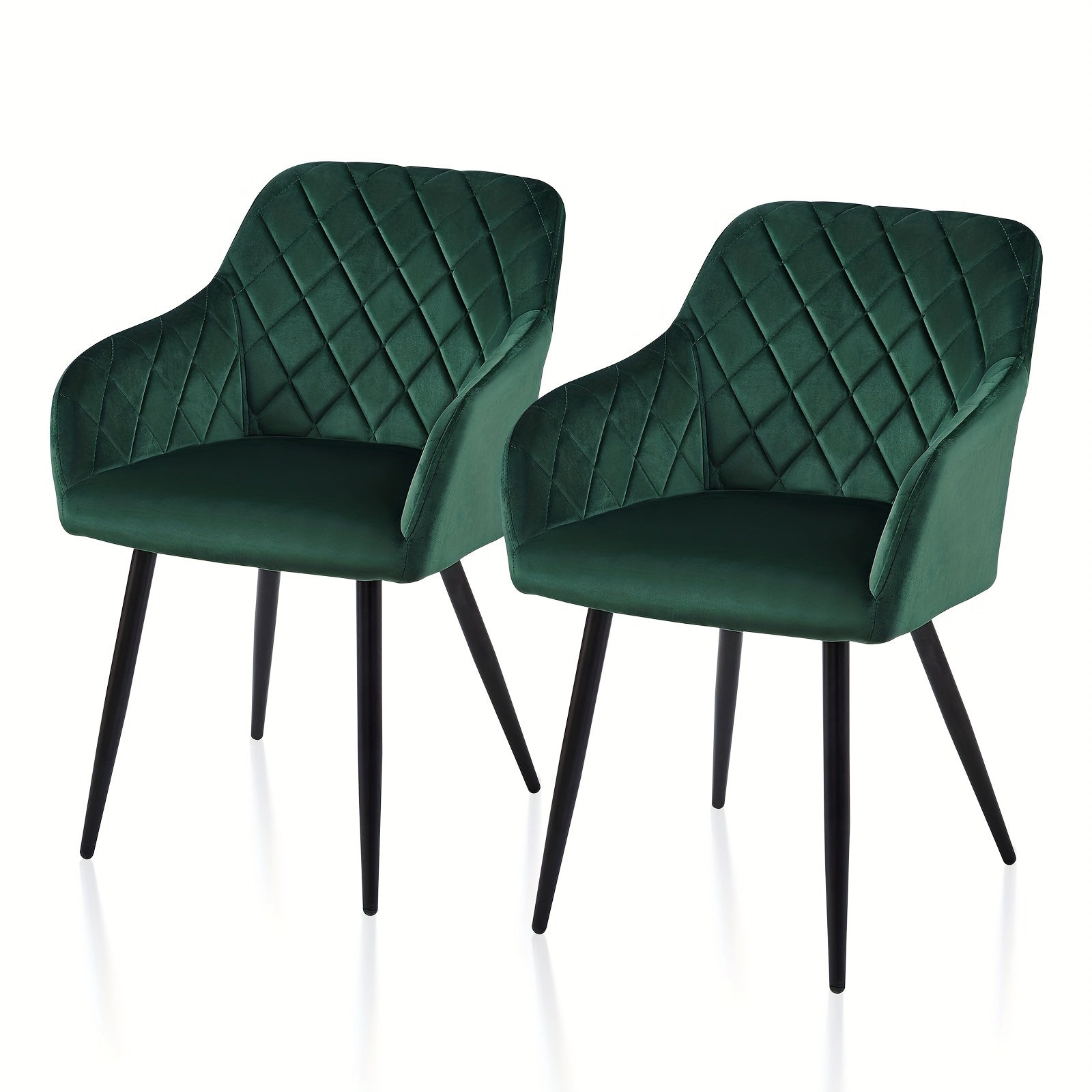 Dining Chair with Easy Assembly, Metal, Velvet Chairs of or Upholstered Accent - Green, 2pcs/set option