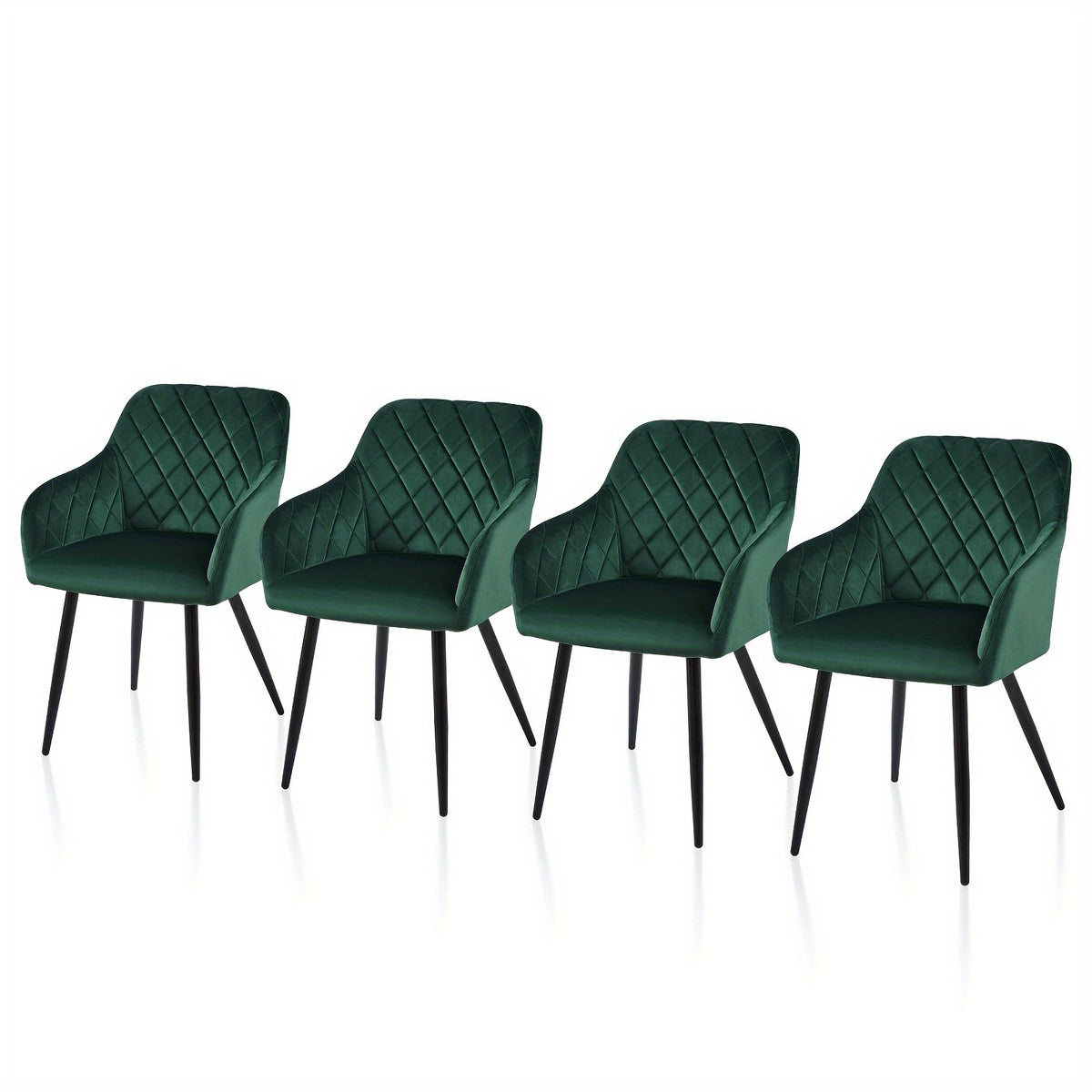 Dining Chair with Easy Assembly, Metal, Velvet Chairs of or Upholstered Accent - Green, Set Of 4 option