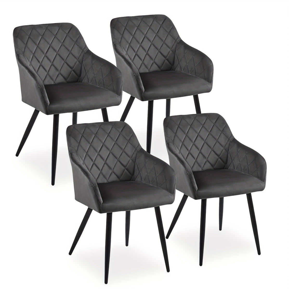 Dining Chair with Easy Assembly, Metal, Velvet Chairs of or Upholstered Accent - Grey, Set Of 4 option