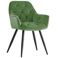 Dining Chair with Easy Assembly, Metal, Velvet Padded Metal Legs Armrest Upholstered