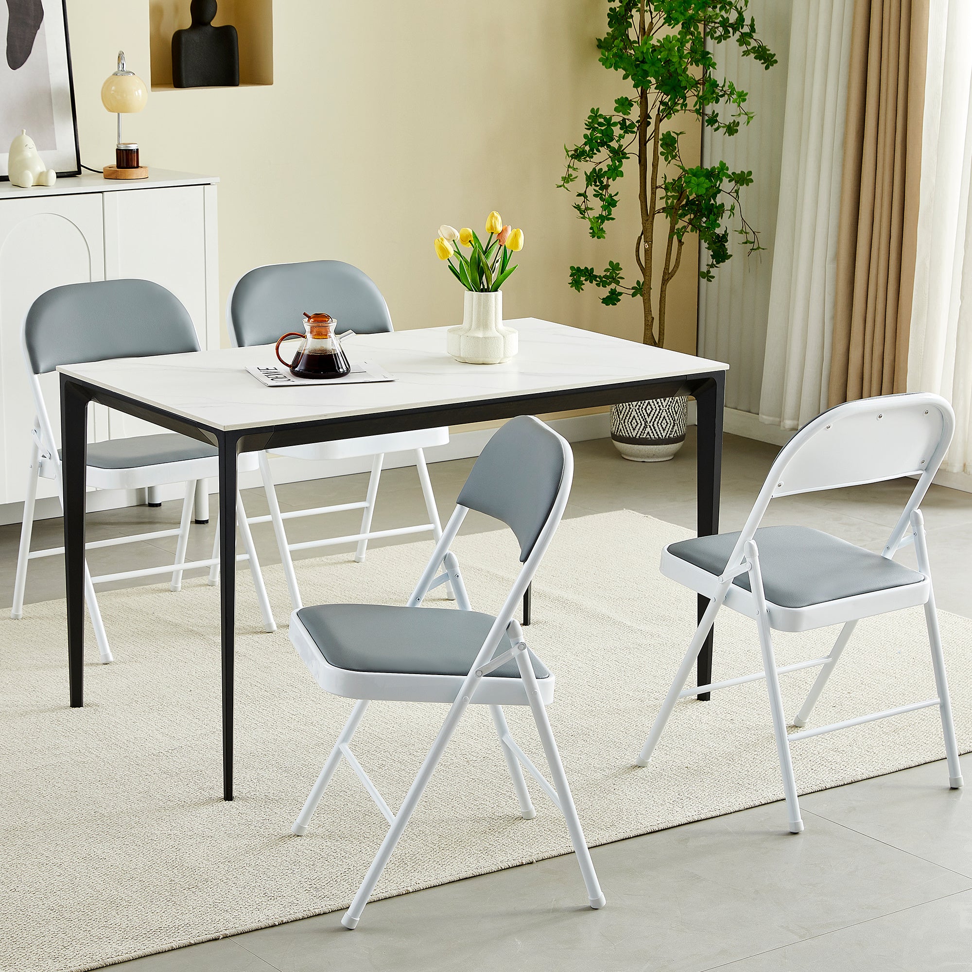 Dining Chair with Foldable, 4 in, Folding Chairs of in Seven Colours - Grey option