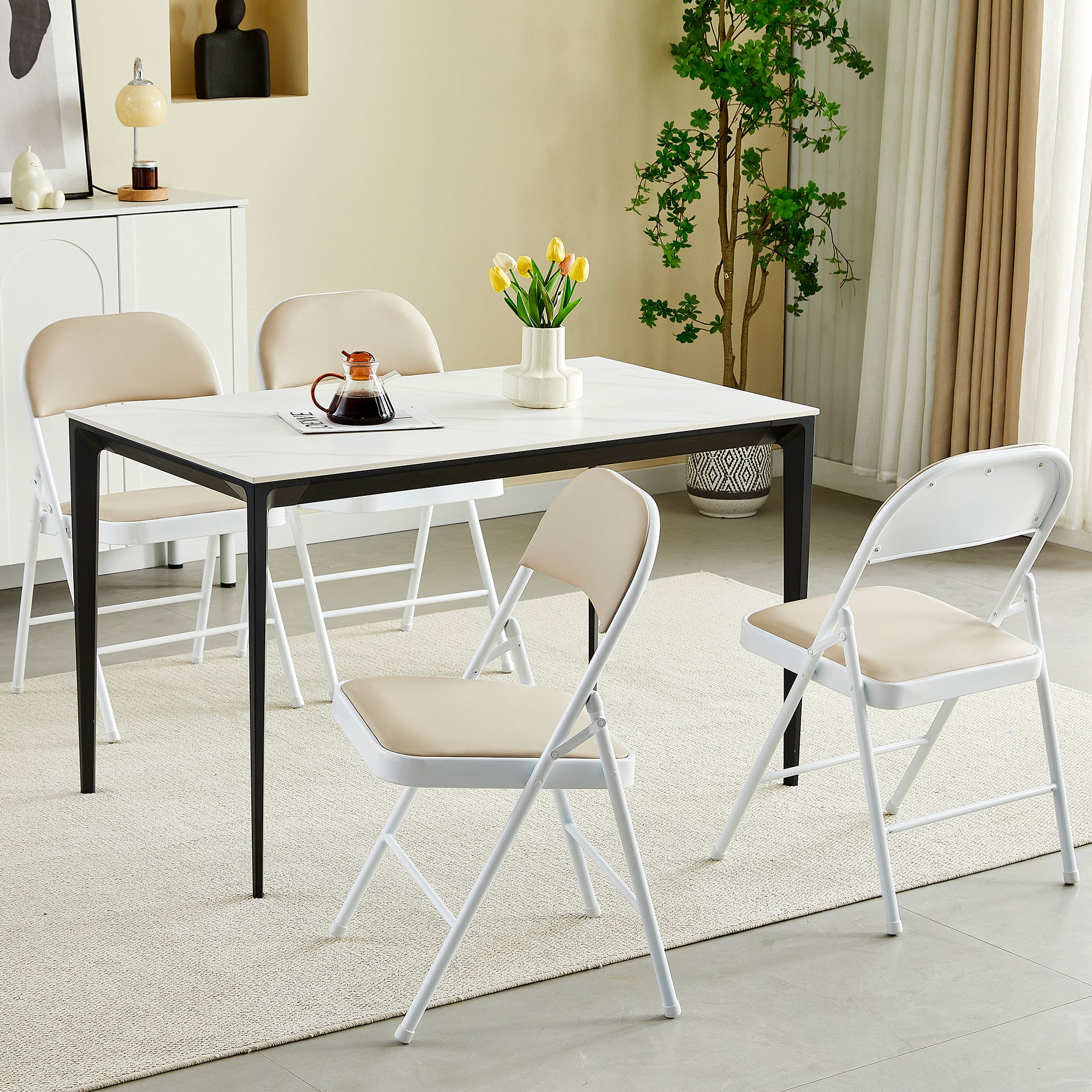 Dining Chair with Foldable, 4 in, Folding Chairs of in Seven Colours