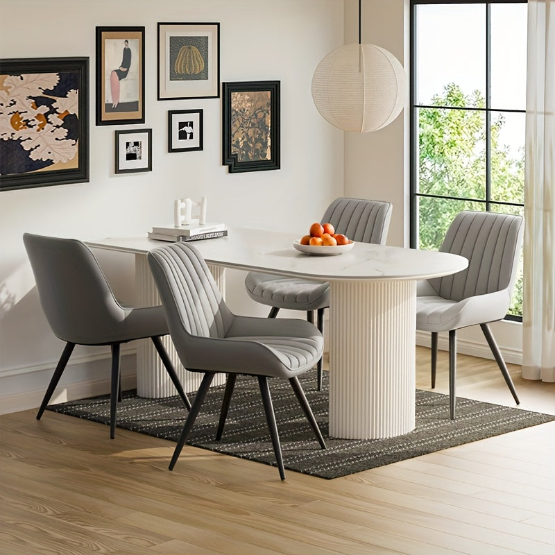 Dining Chair with Metal, 4-Piece Set, Padded Chairs of Upholstered Seat Backrest - Light Grey, 4-Piece Set option