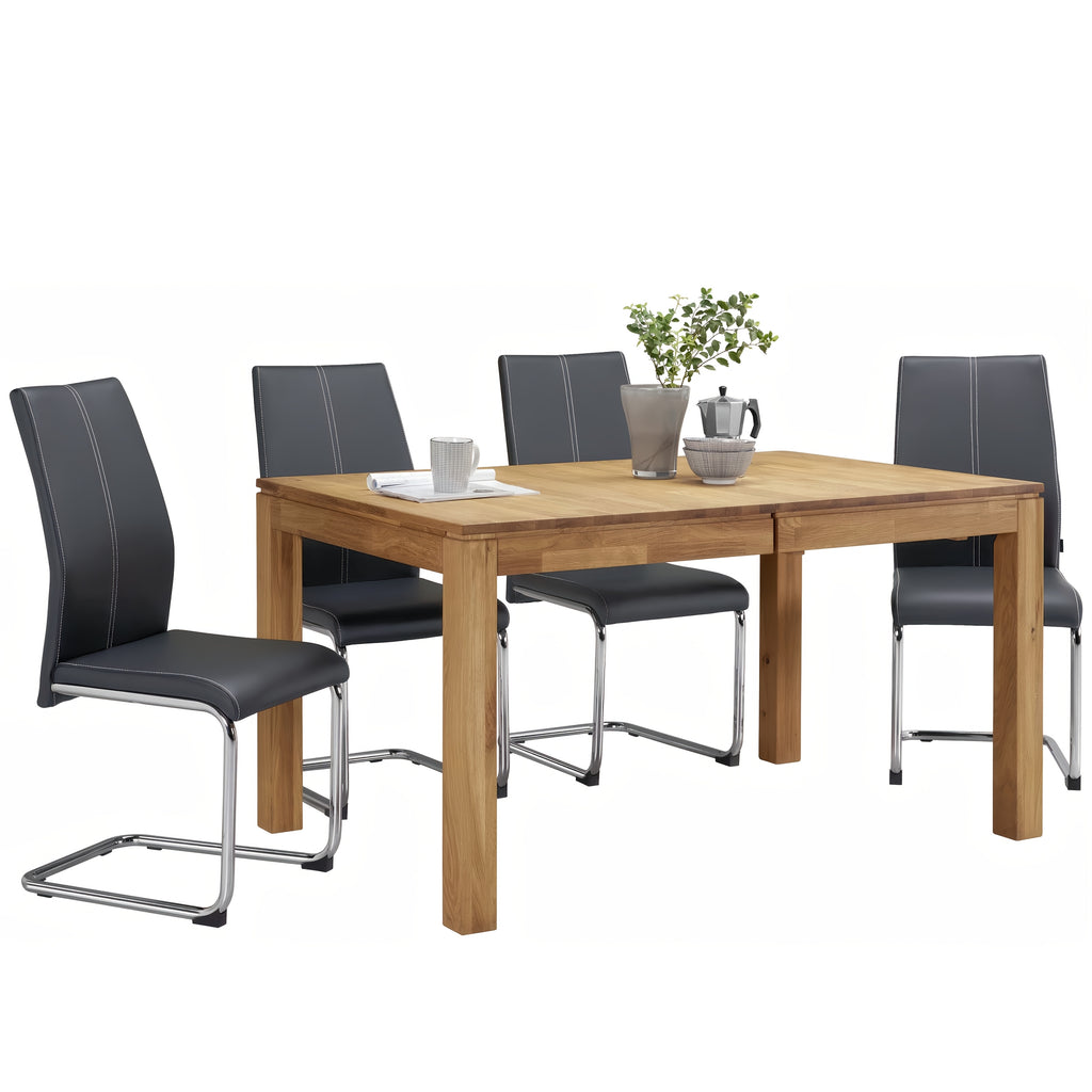 Dining Chair with Metal, Modern Cantilever Faux Leather Upholstered - product gallery image 2