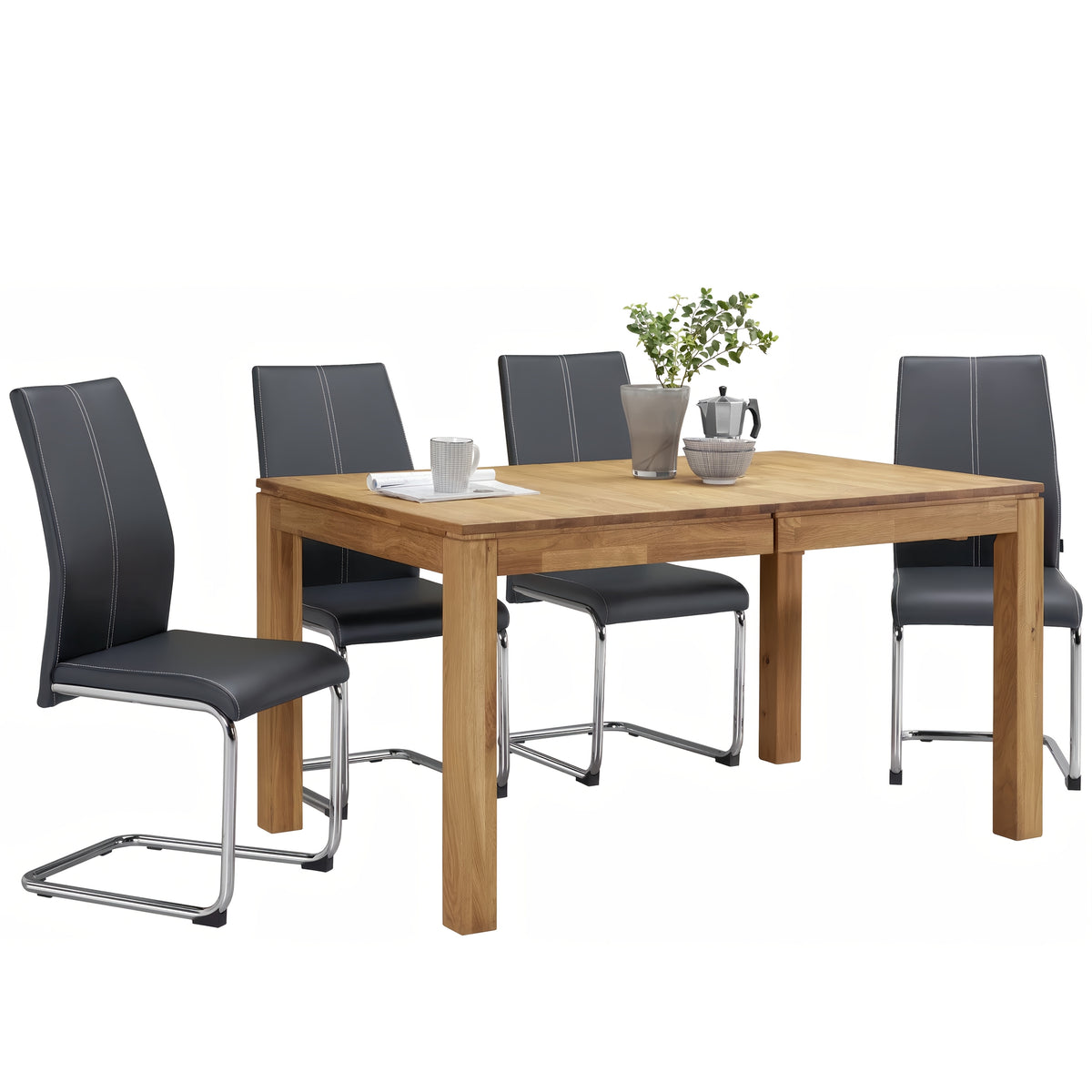 Dining Chair with Metal, Modern Cantilever Faux Leather Upholstered - product gallery image 2