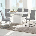 Dining Chair with Metal, Modern Cantilever Faux Leather Upholstered