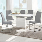Dining Chair with Metal, Modern Cantilever Faux Leather Upholstered