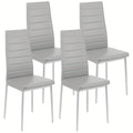 Dining Chair with Non-Slip, 150kg, Metal, 4pcs, High Back Chairs of Faux Leather - Grey, 4pcs option