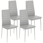 Dining Chair with Non-Slip, 150kg, Metal, 4pcs, High Back Chairs of Faux Leather - Grey, 4pcs option