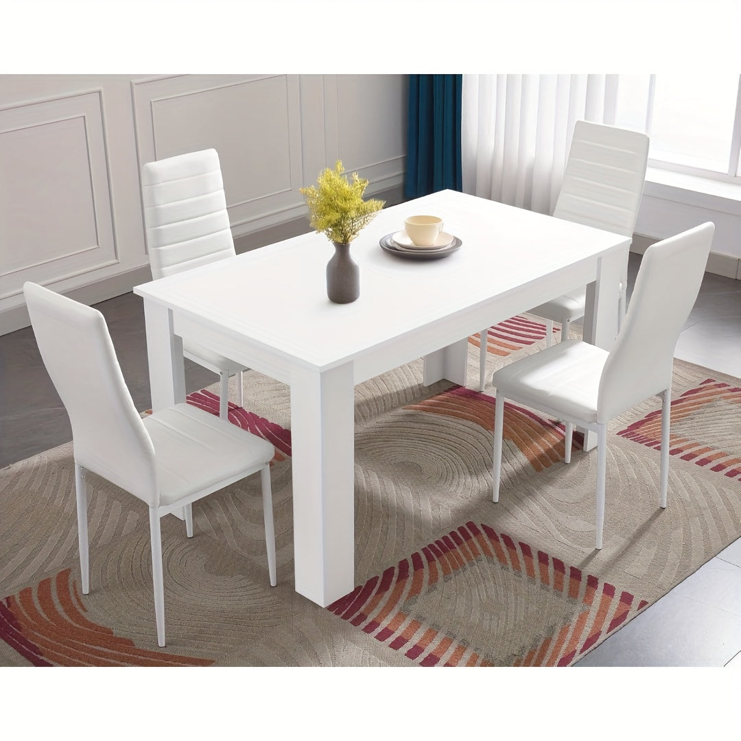Dining Chair with Non-Slip, 150kg, Metal, 4pcs, High Back Chairs of Faux Leather