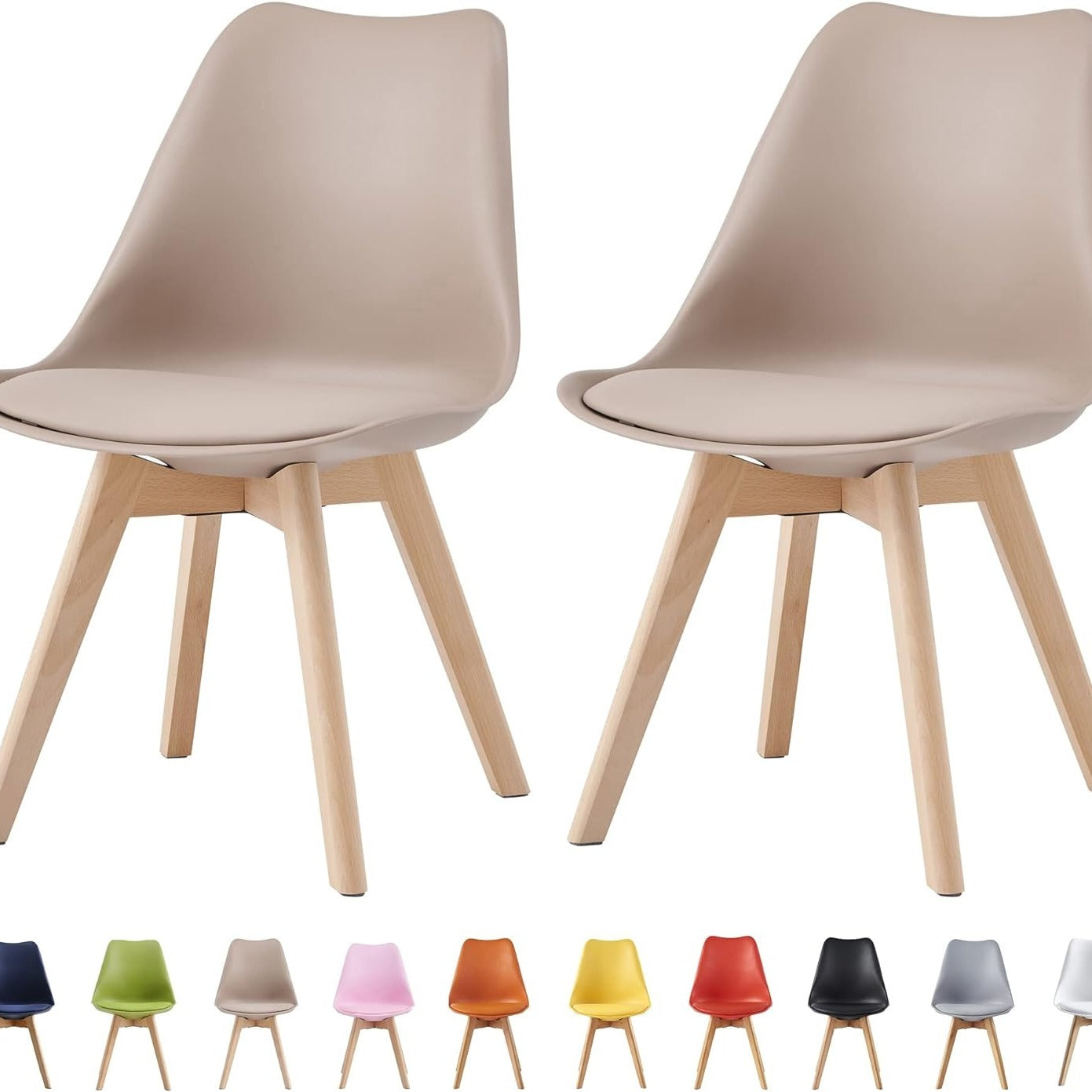 Dining Chair with Non-Slip, Water-Resistant, 120kg, Wood, Leather - Brown option