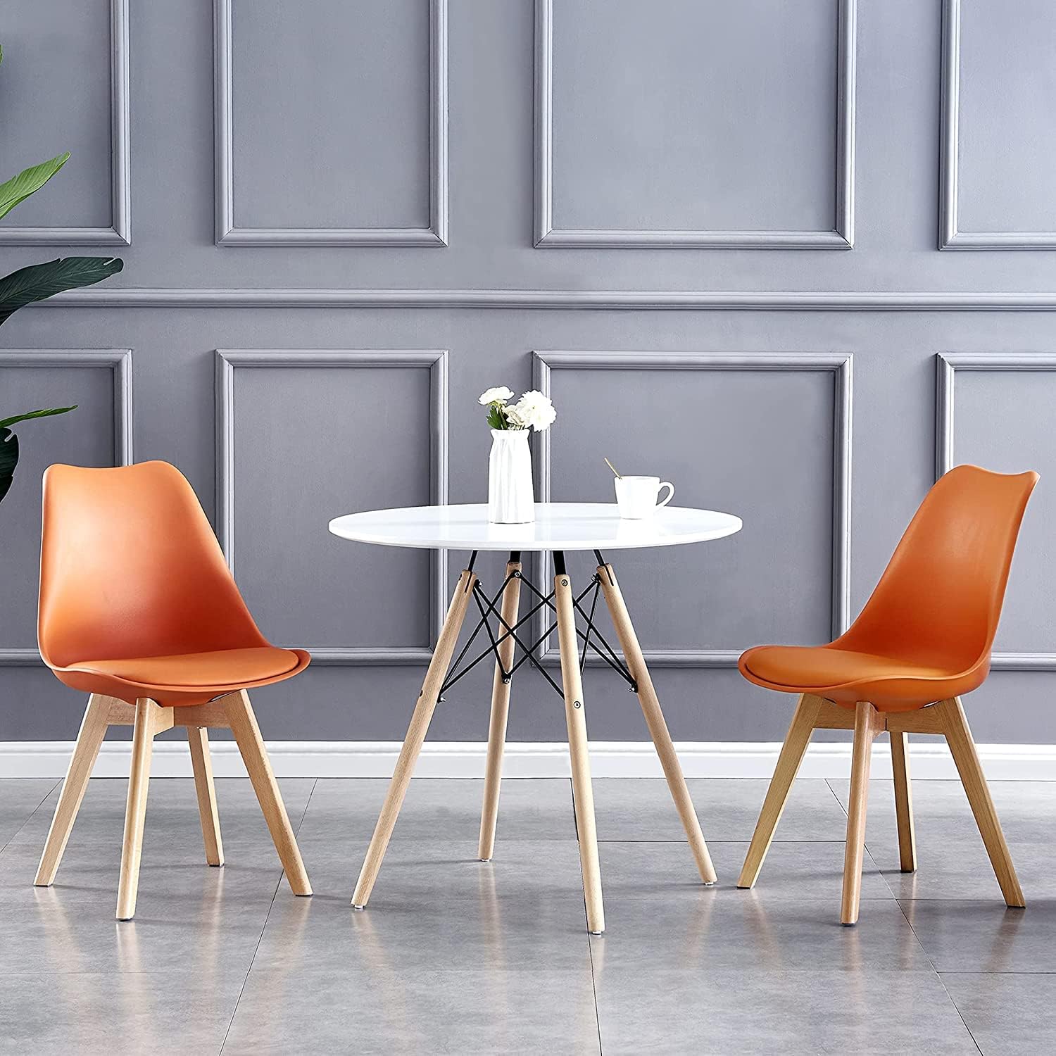 Dining Chair with Non-Slip, Water-Resistant, 120kg, Wood, Leather - product gallery image 6