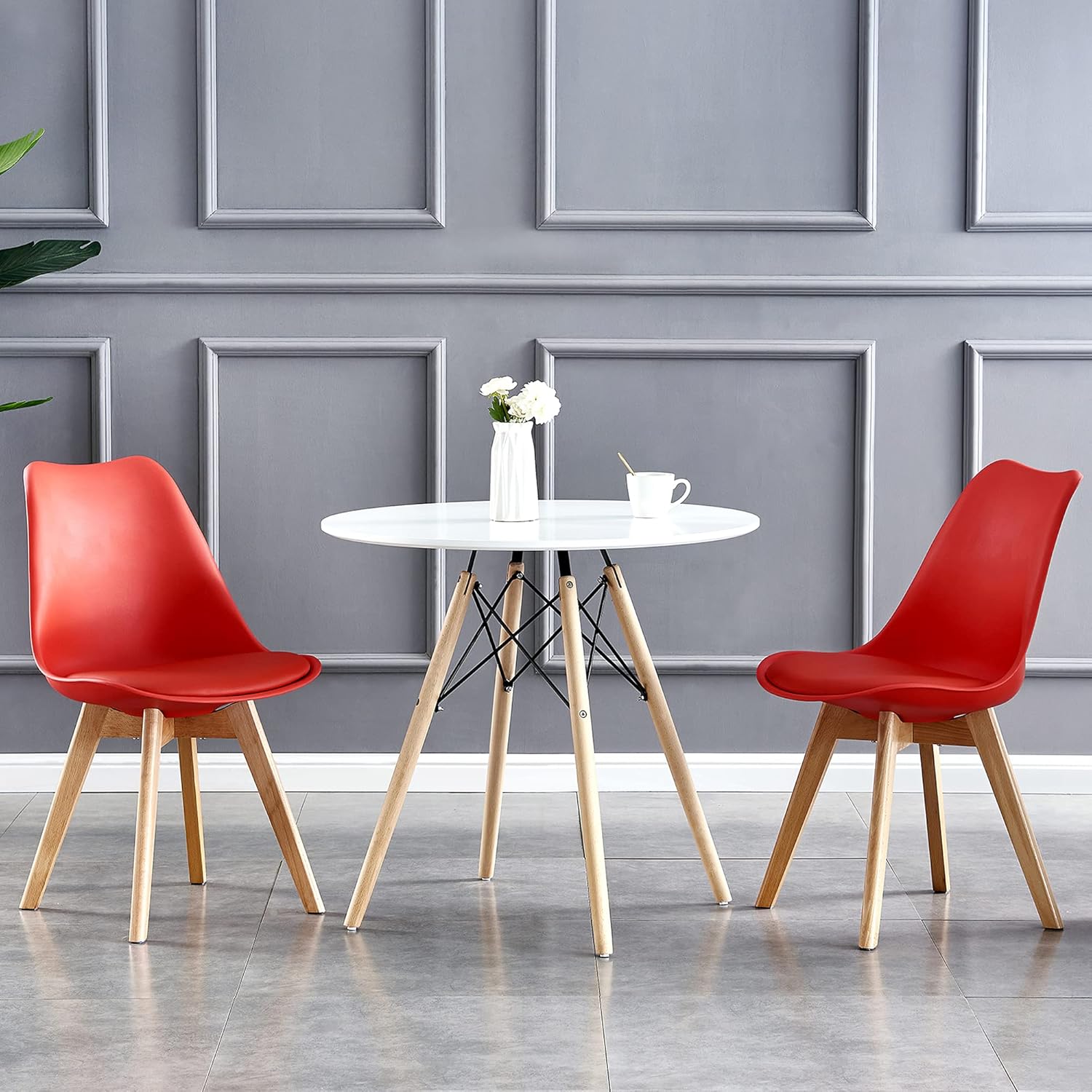 Dining Chair with Non-Slip, Water-Resistant, 120kg, Wood, Leather - product gallery image 9