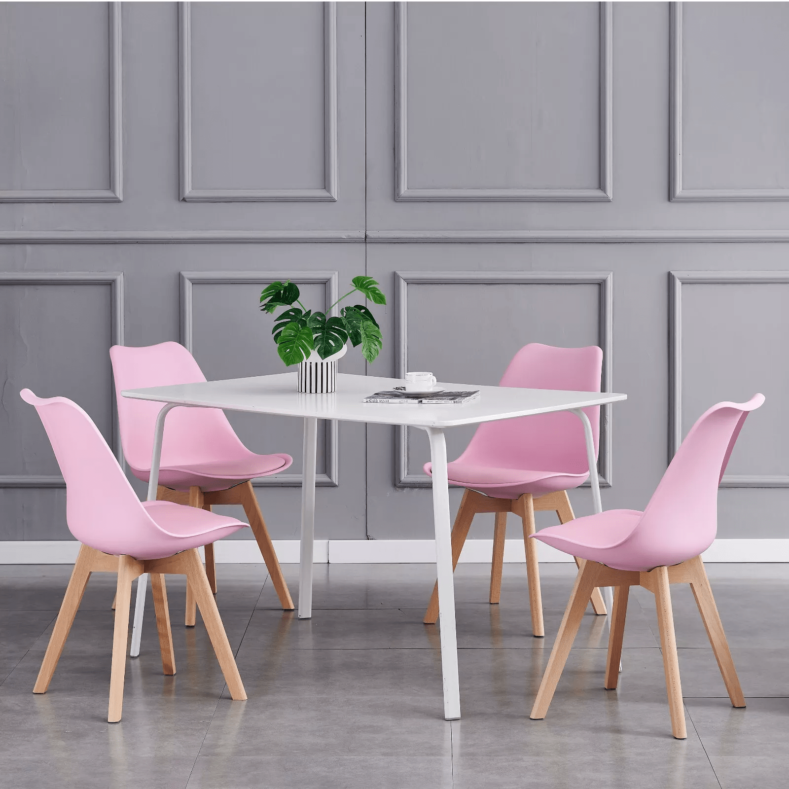 Dining Chair with Non-Slip, Water-Resistant, 120kg, Wood, Leather
