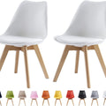 Dining Chair with Non-Slip, Water-Resistant, 120kg, Wood, Leather - White option