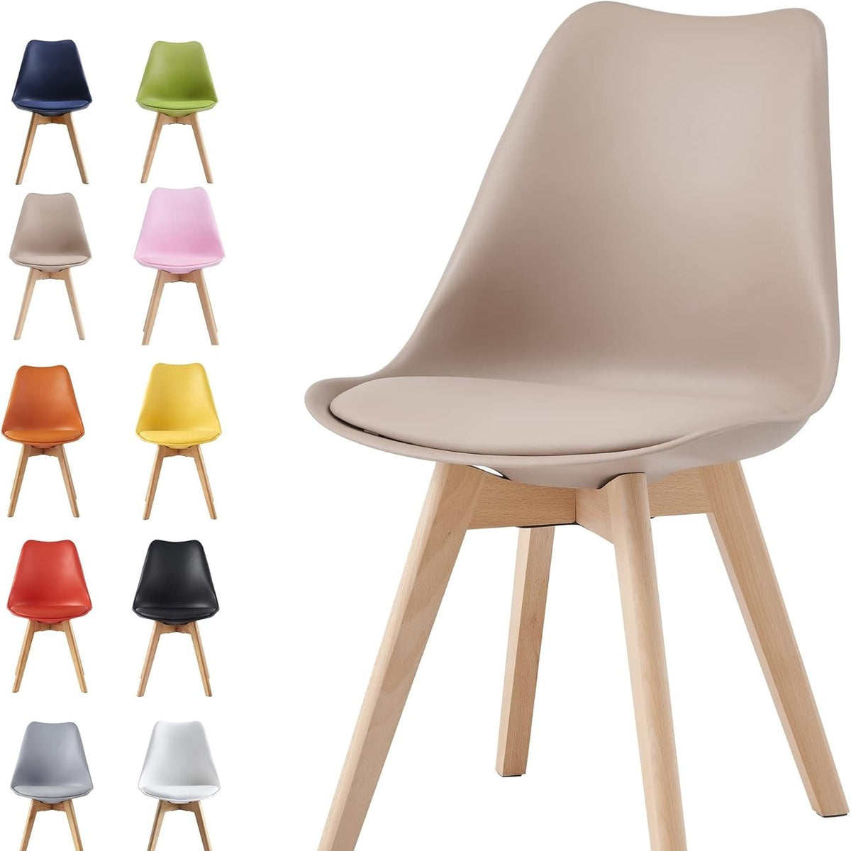 Dining Chair with Non-Slip, Water-Resistant, 120kg, Wood, Plastic - Brown option