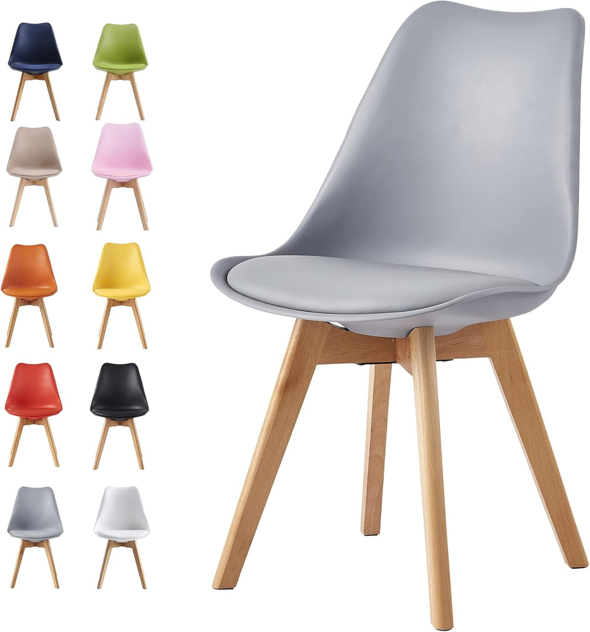 Dining Chair with Non-Slip, Water-Resistant, 120kg, Wood, Plastic - product gallery image 12