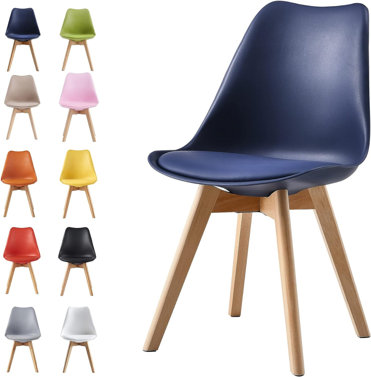 Dining Chair with Non-Slip, Water-Resistant, 120kg, Wood, Plastic - product gallery image 13