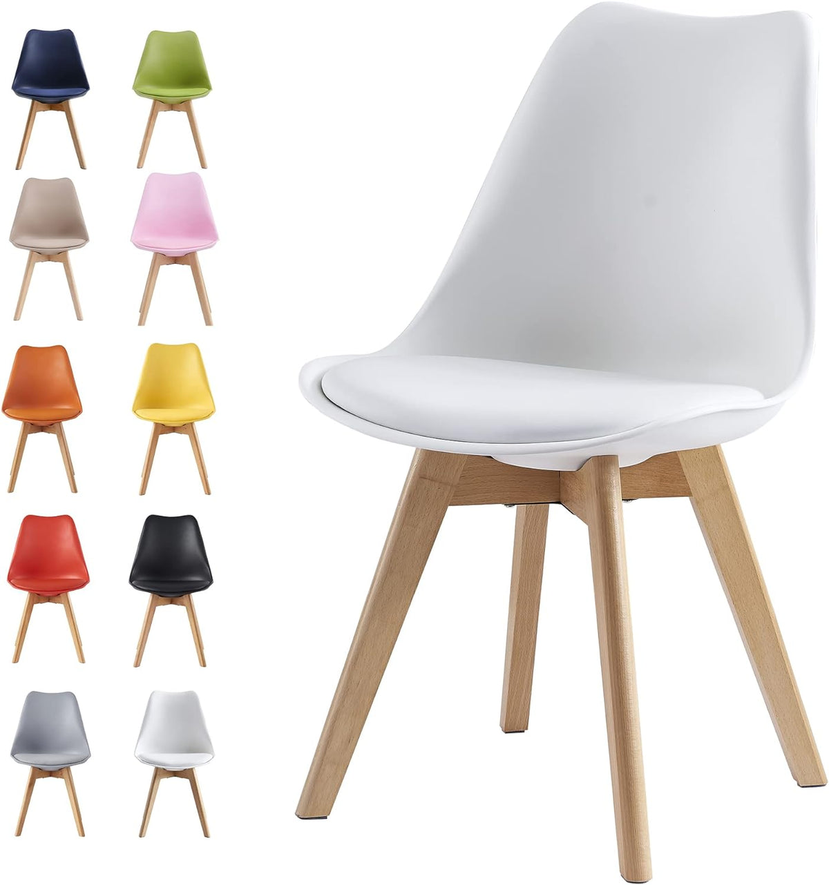 Dining Chair with Non-Slip, Water-Resistant, 120kg, Wood, Plastic - product gallery image 14