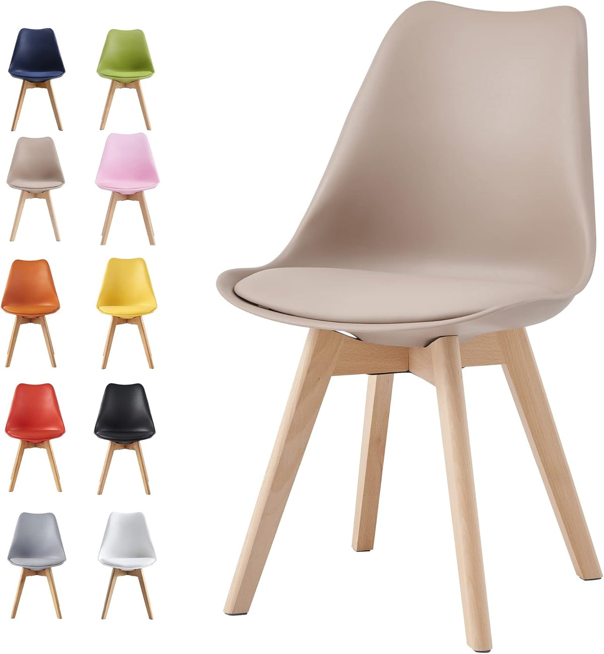Dining Chair with Non-Slip, Water-Resistant, 120kg, Wood, Plastic - product gallery image 16