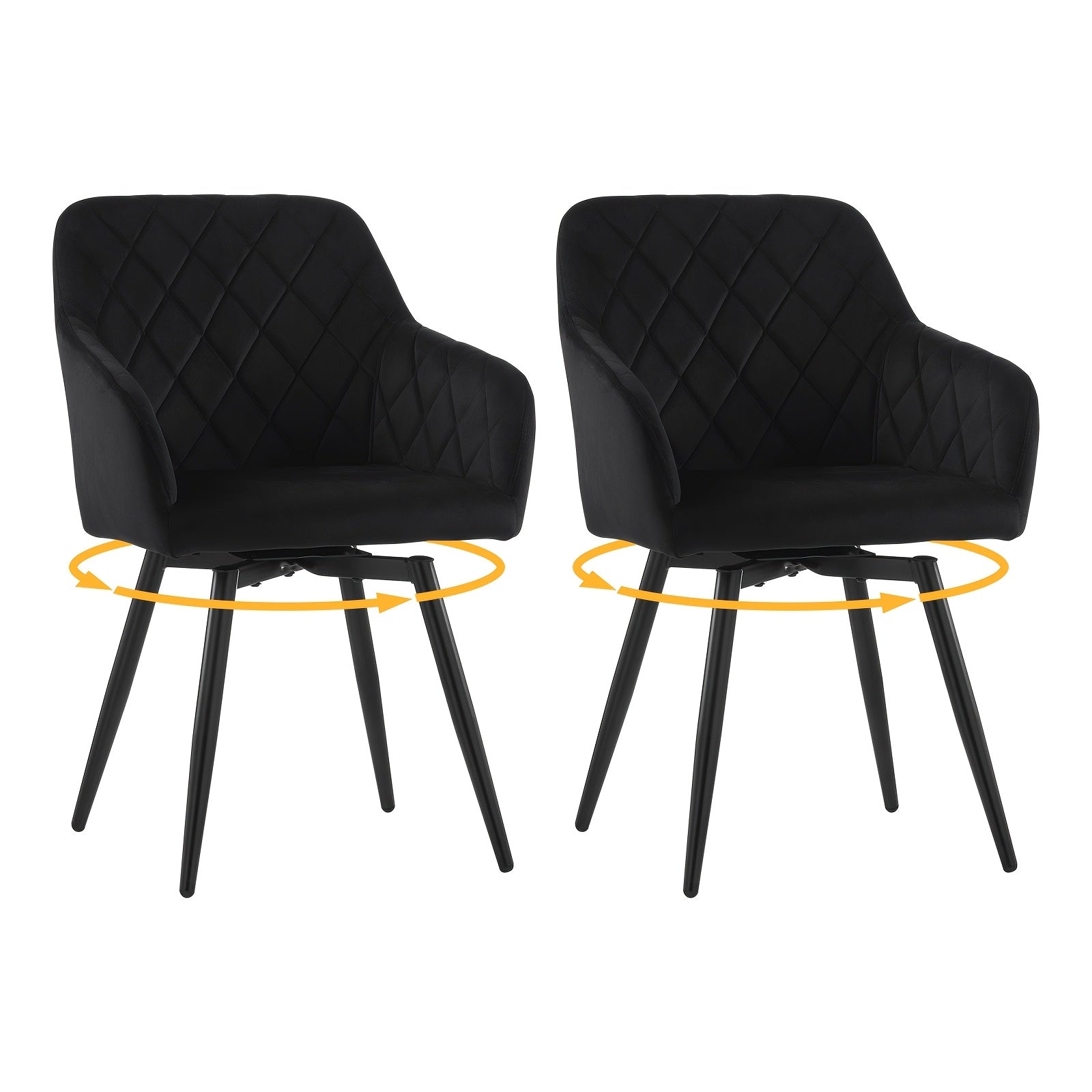 Dining Chair with Non-Slip, Wheels, Metal, Swivel Chairs of Velvet Upholstered Rotating - product gallery image 3