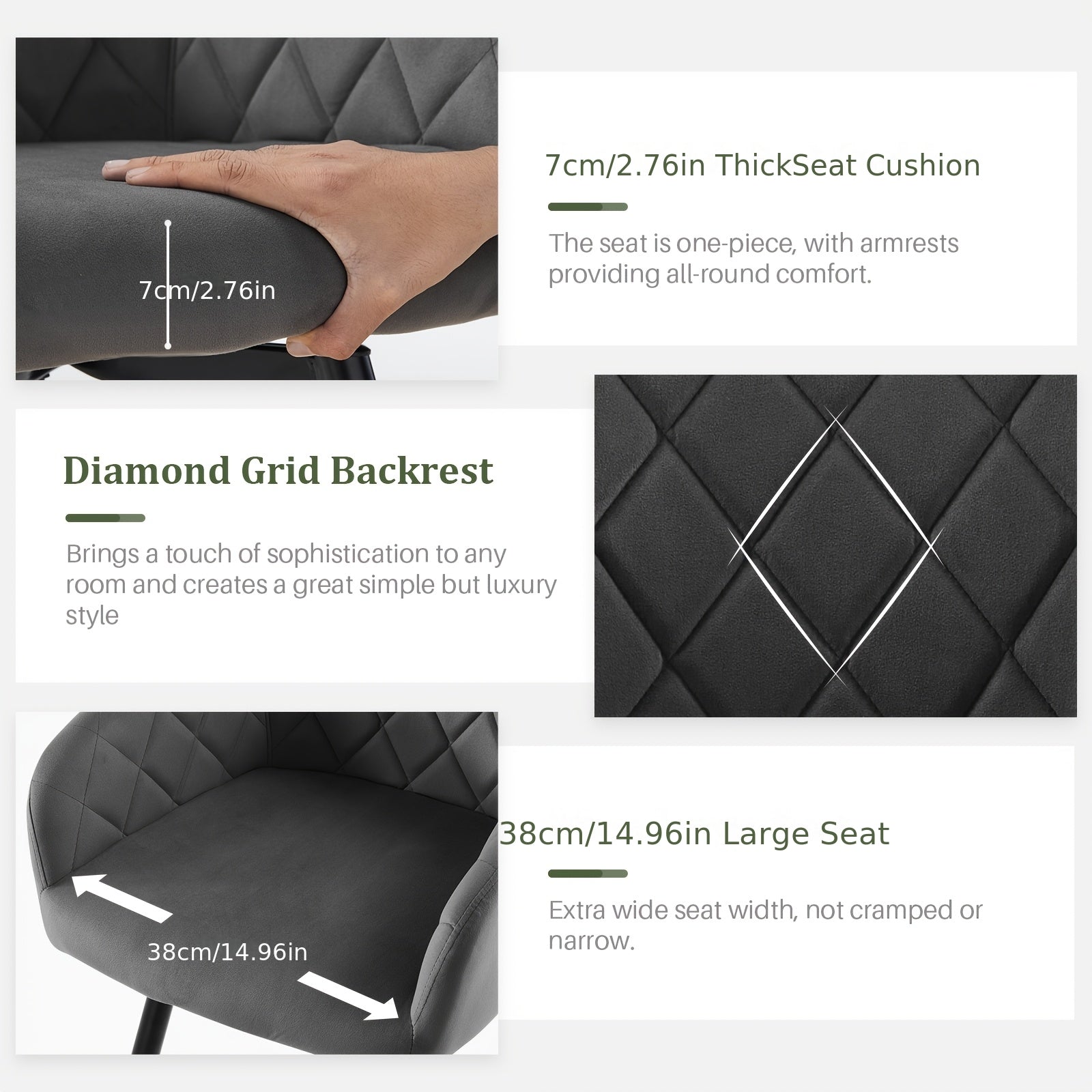Dining Chair with Non-Slip, Wheels, Metal, Swivel Chairs of Velvet Upholstered Rotating - product gallery image 8