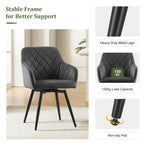 Dining Chair with Non-Slip, Wheels, Metal, Swivel Chairs of Velvet Upholstered Rotating - product gallery image 9