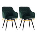 Dining Chair with Non-Slip, Wheels, Metal, Swivel Chairs of Velvet Upholstered Rotating - Green option