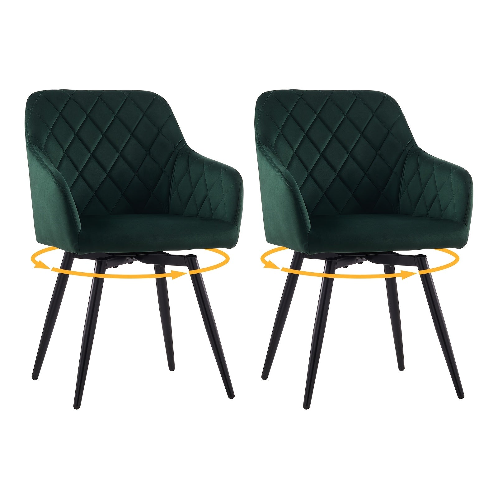 Dining Chair with Non-Slip, Wheels, Metal, Swivel Chairs of Velvet Upholstered Rotating - Green option