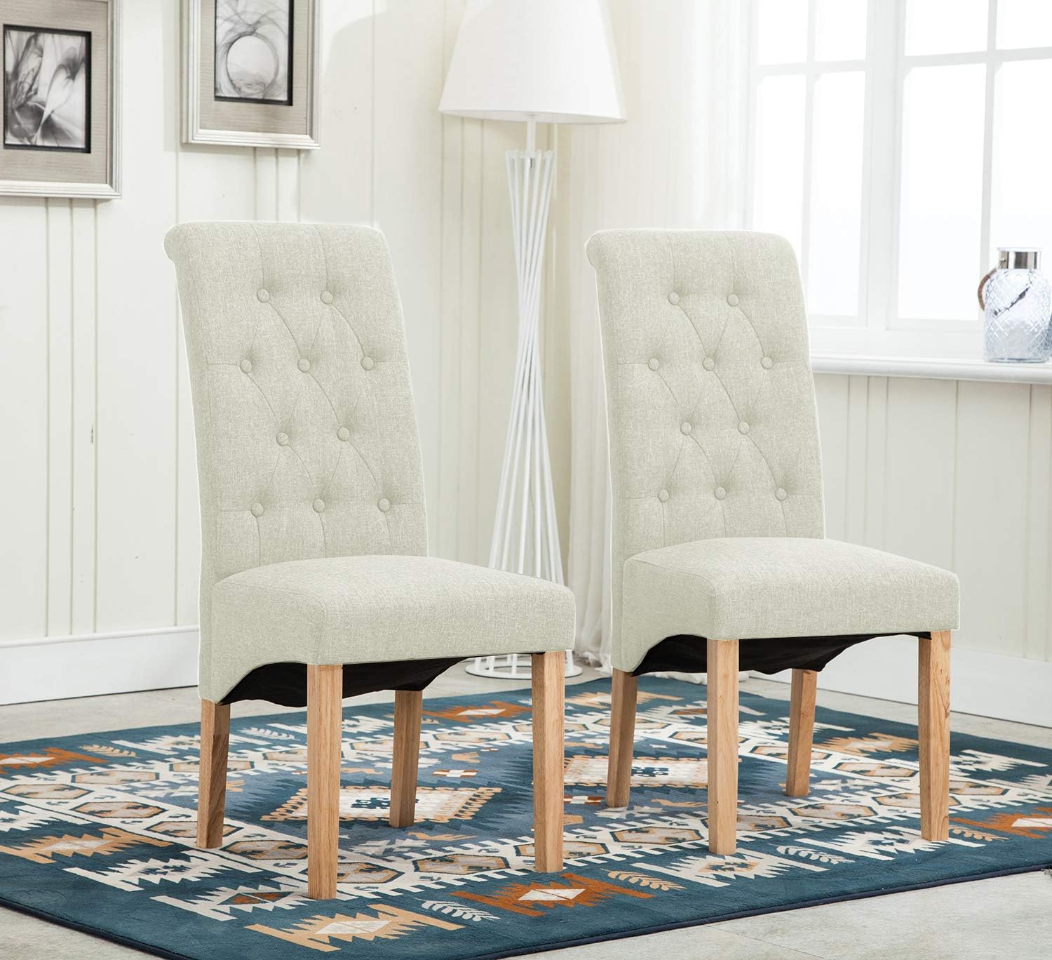 Dining Chair with of Linen Fabric Chairs High Back - product gallery image 12